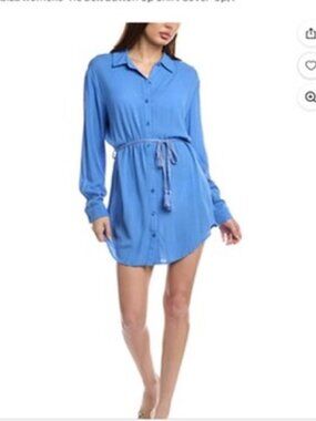 Ibiza by Anne Cole Tee Dress Front Button with Belt Sz XL